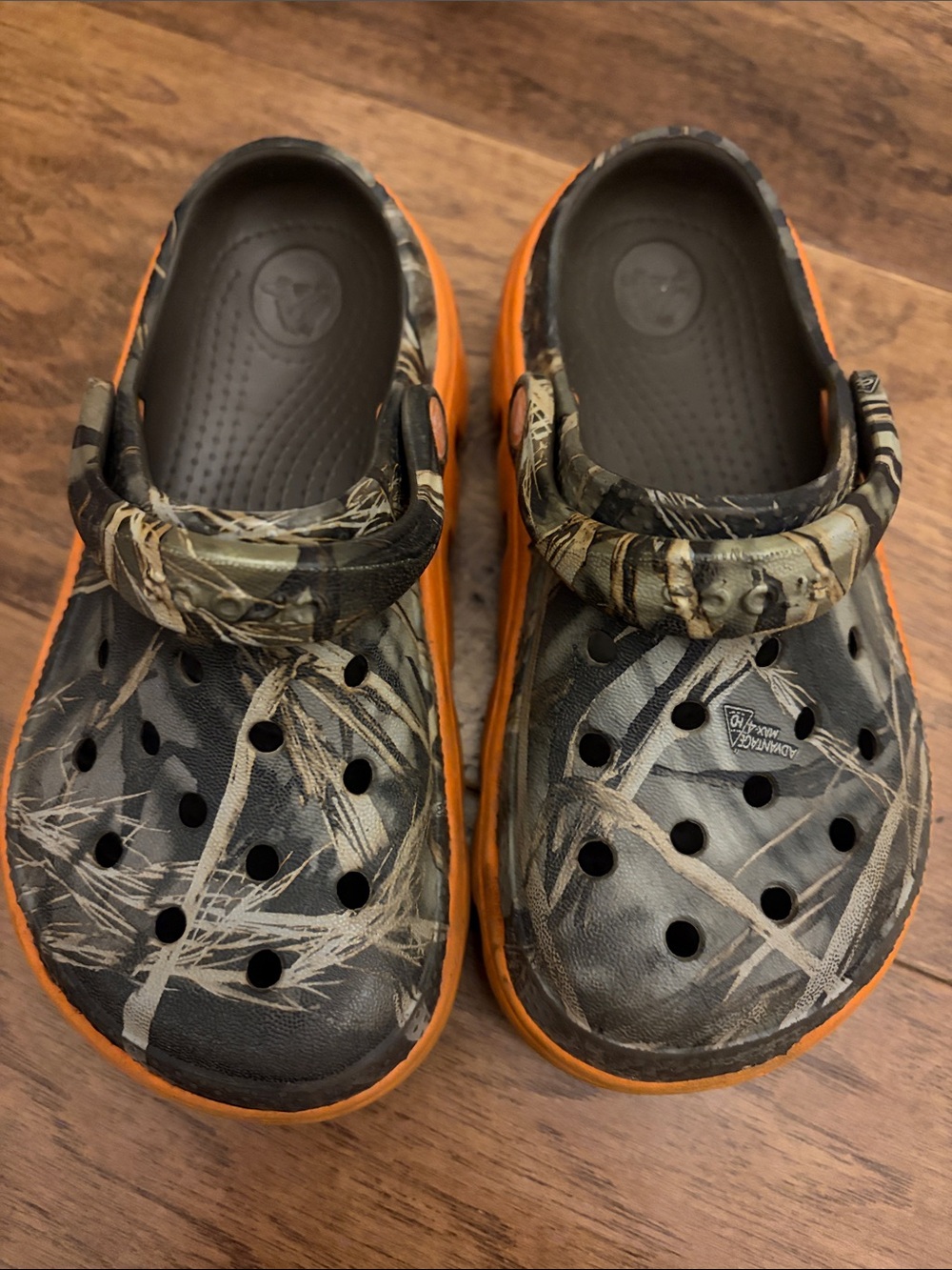 Kids Camo Crocs in Green and Orange